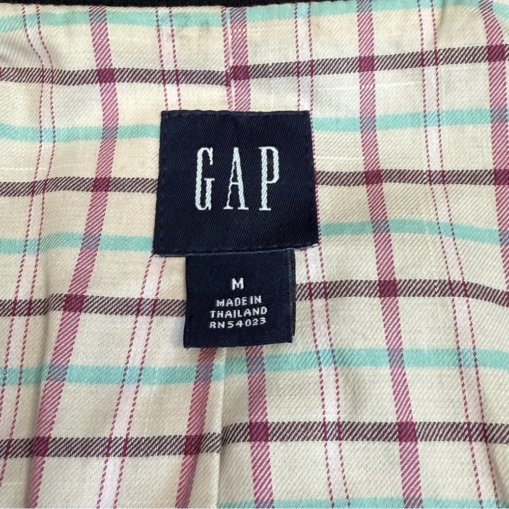 GAP Jacket Black Wool Blend Collared White Stitch Trim Pockets Lined Size Med - Picture 6 of 16